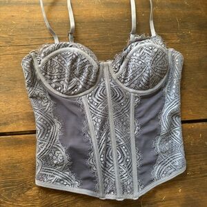 Gray Blue Lace Bustier